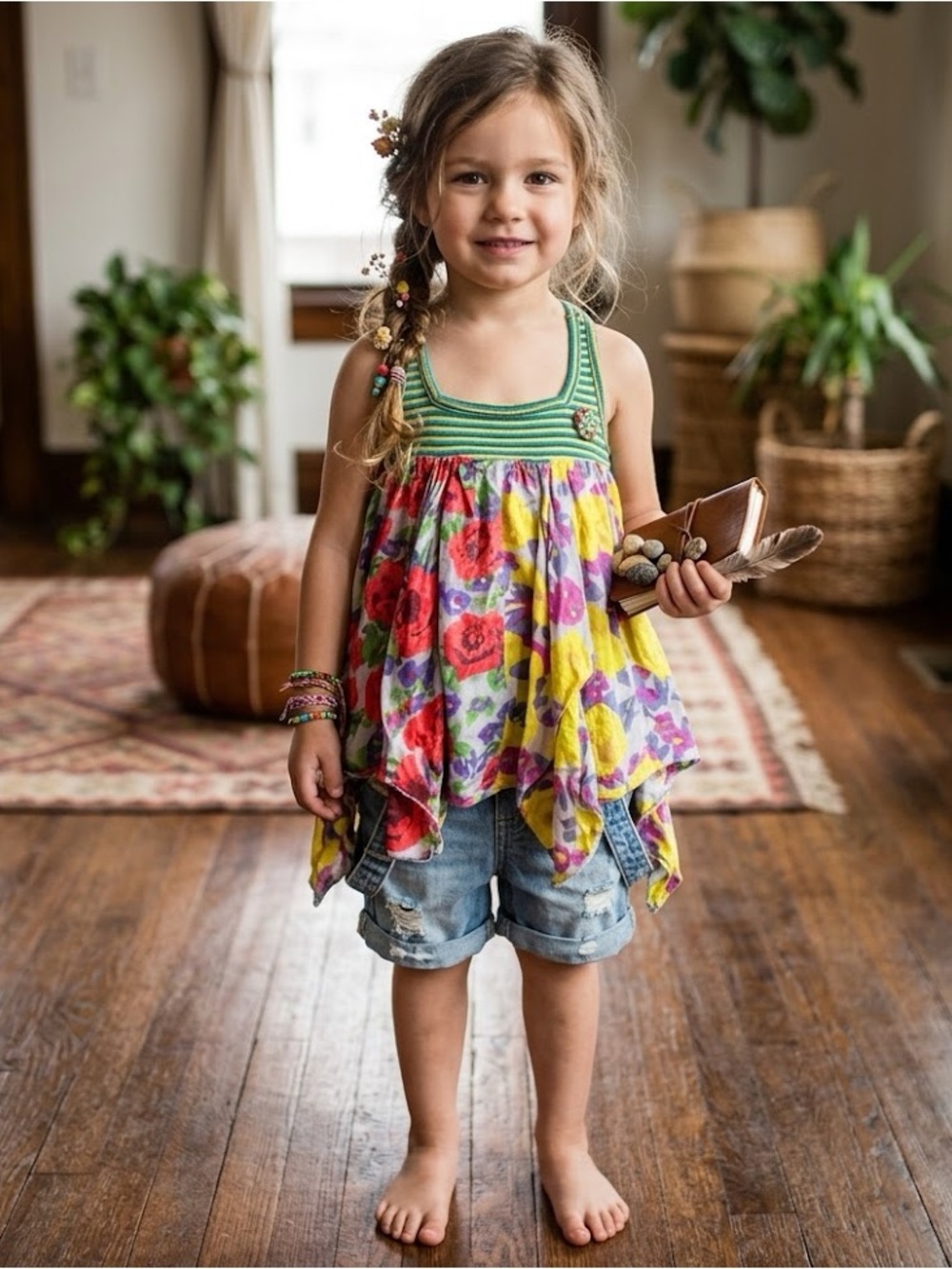 Hannah Banana Handkerchief Floral Boho Top